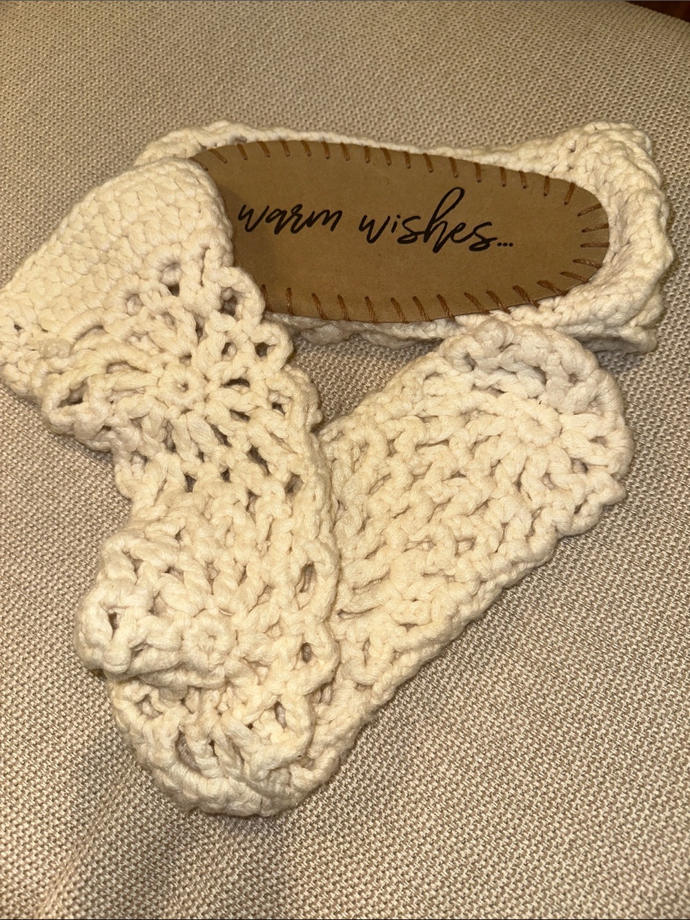 Free People Cream Crochet Slip-Ons